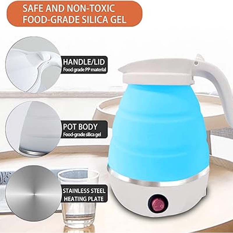 Collapsible Electric Kettle 600ML – Portable Foldable Travel Kettle for Quick Boiling