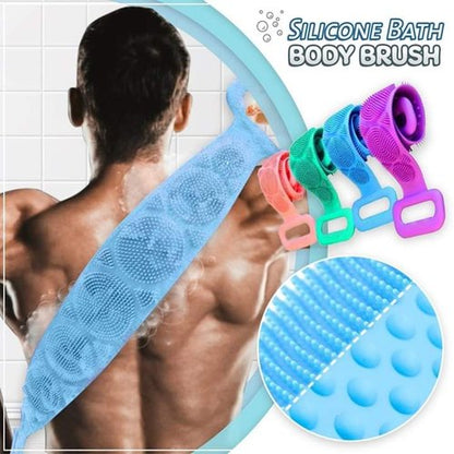 Silicone Body Bath Brush Scrubber Belt – Double-Sided Exfoliating & Massage Shower Cleaner