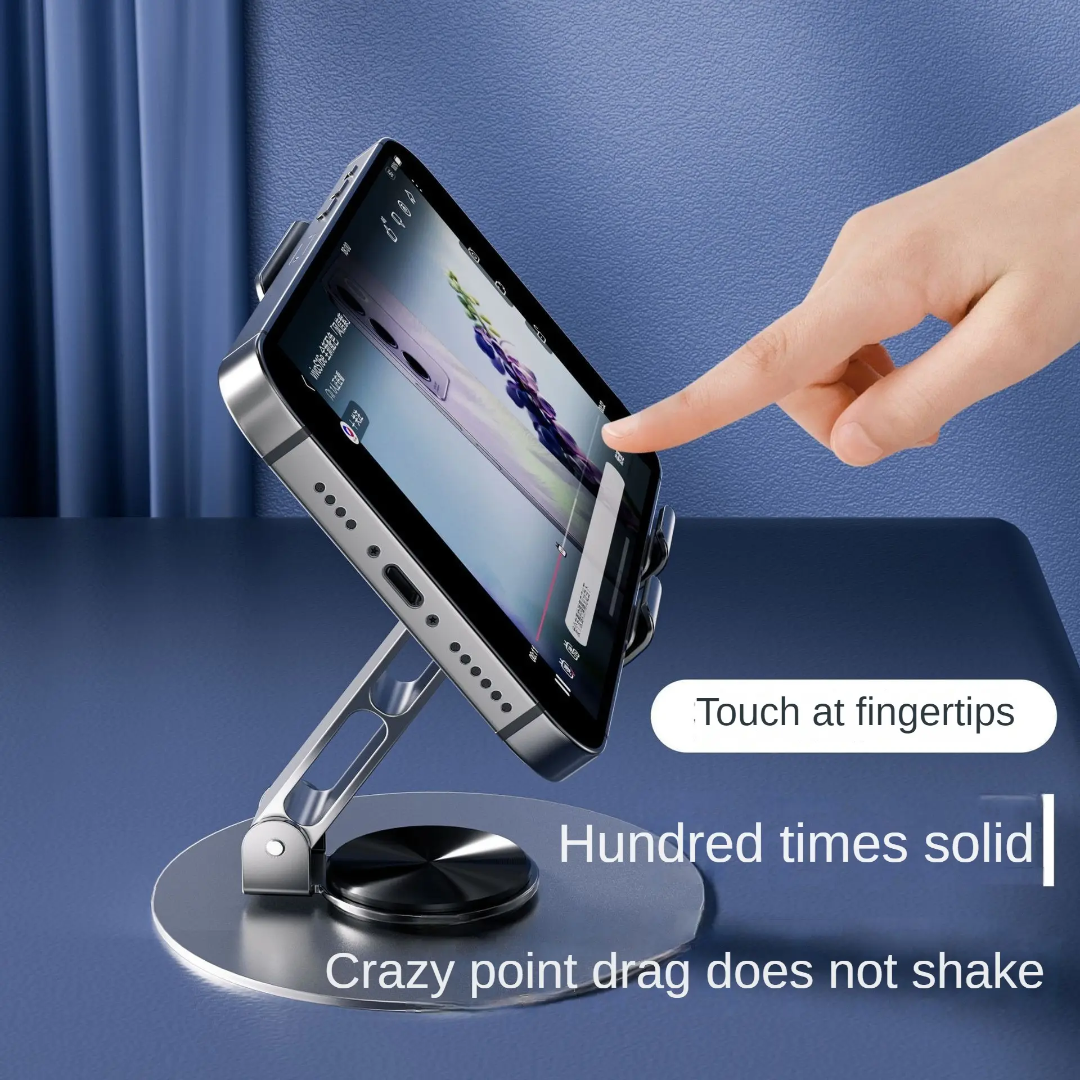 Metal 360° Rotating Desktop Mobile Stand – Premium Foldable Holder