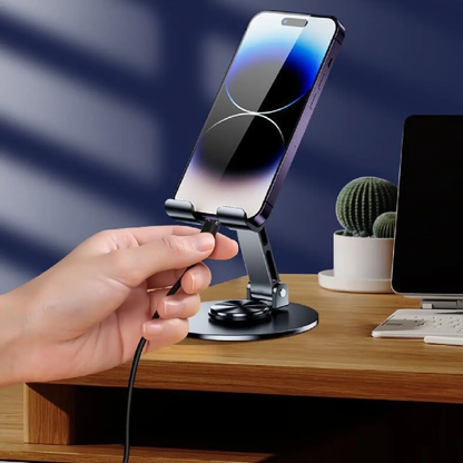 Metal 360° Rotating Desktop Mobile Stand – Premium Foldable Holder