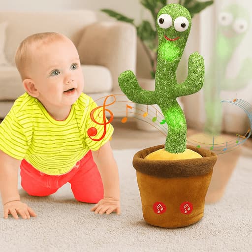 ✨ Dancing & Singing Cactus Toy with LED Lights – Interactive Baby Learning Toy