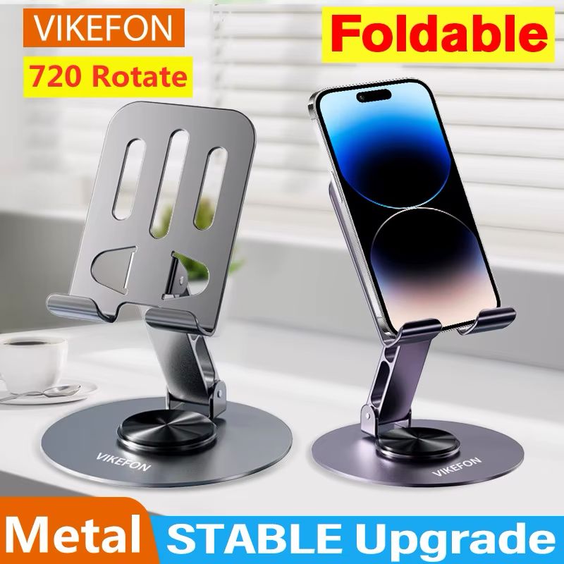Metal 360° Rotating Desktop Mobile Stand – Premium Foldable Holder