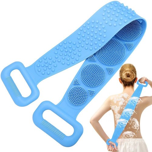 Silicone Body Bath Brush Scrubber Belt – Double-Sided Exfoliating & Massage Shower Cleaner