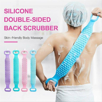 Silicone Body Bath Brush Scrubber Belt – Double-Sided Exfoliating & Massage Shower Cleaner